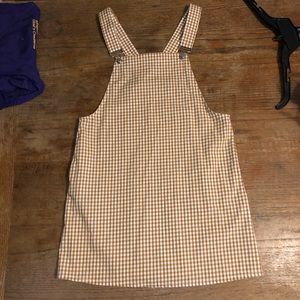 light brown and white overall dress